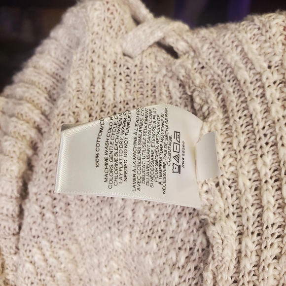 EXPRESS Round Cream High Low Lace Up Knit Sweater - Picture 5 of 9